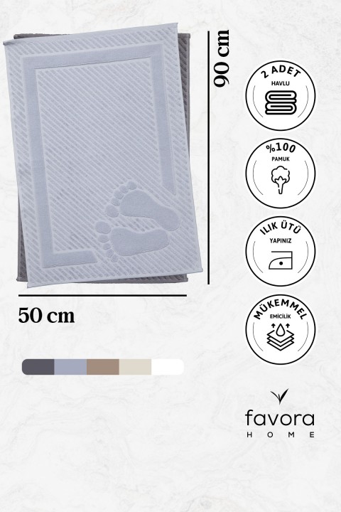 Leoline %100 Pamuk Premium 2li Ayak Havlusu - Gri - Antrasit