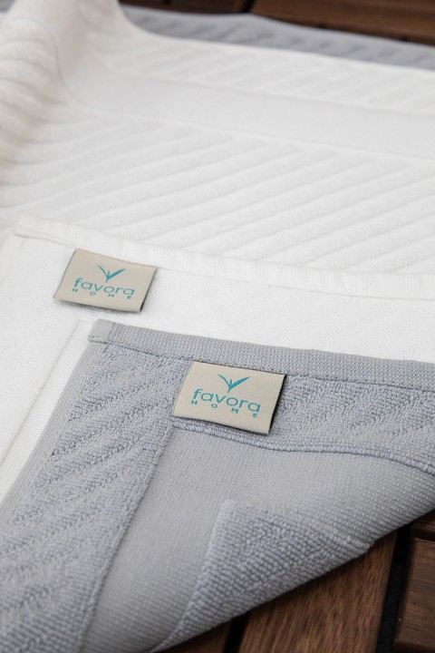 Leoline %100 Pamuk Premium 2li Ayak Havlusu - Gri - Beyaz