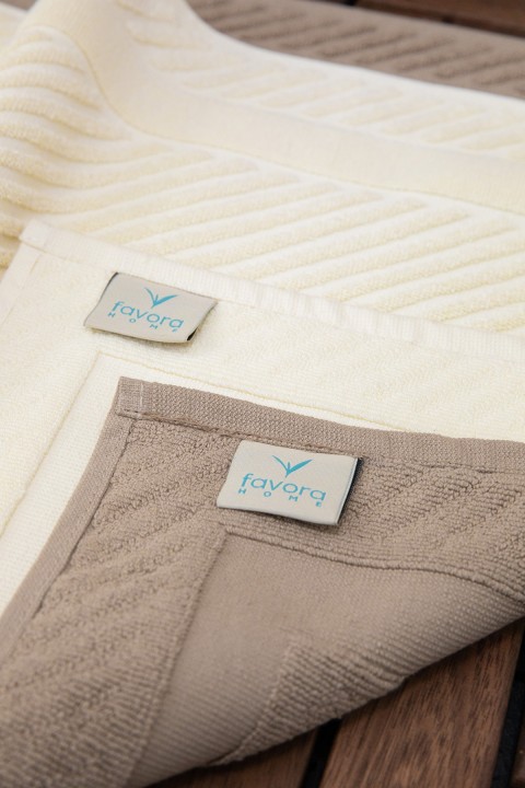 Leoline %100 Pamuk Premium 2li Ayak Havlusu - Kahve - Bej