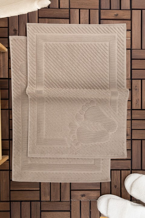 Leoline %100 Pamuk Premium 2'li Ayak Havlusu - Kahve