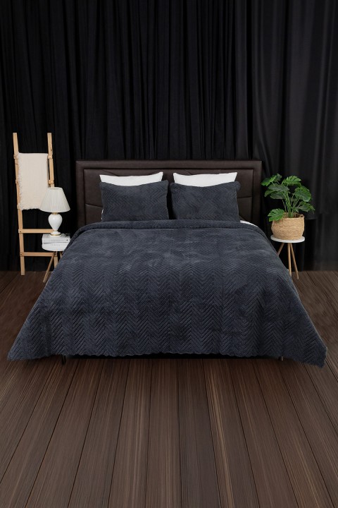 Liena Wellsoft Çift Taraflı 4 Mevsim Çift Kişilik Yatak Örtüsü - Antrasit