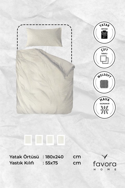 Liena Wellsoft Tek Kişilik Yatak Örtüsü - Krem