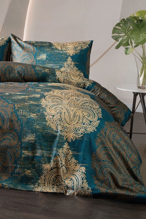 Maison Liora %100 Pamuk Saten Çift Kişilik Nevresim Takımı - Petrol