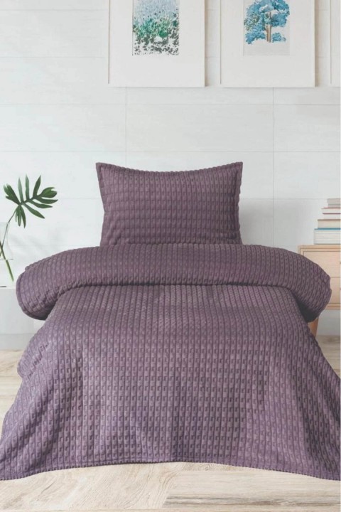 Merinos Modern Line Twist 2 Parça Tek Kişilik Battaniye Seti - Mor