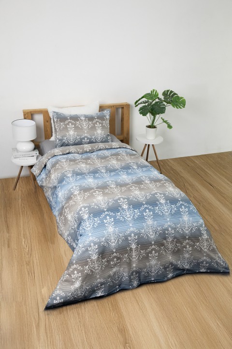 Nova Lastikli Çarşaflı Tek Kişilik Nevresim Takımı - Mavi