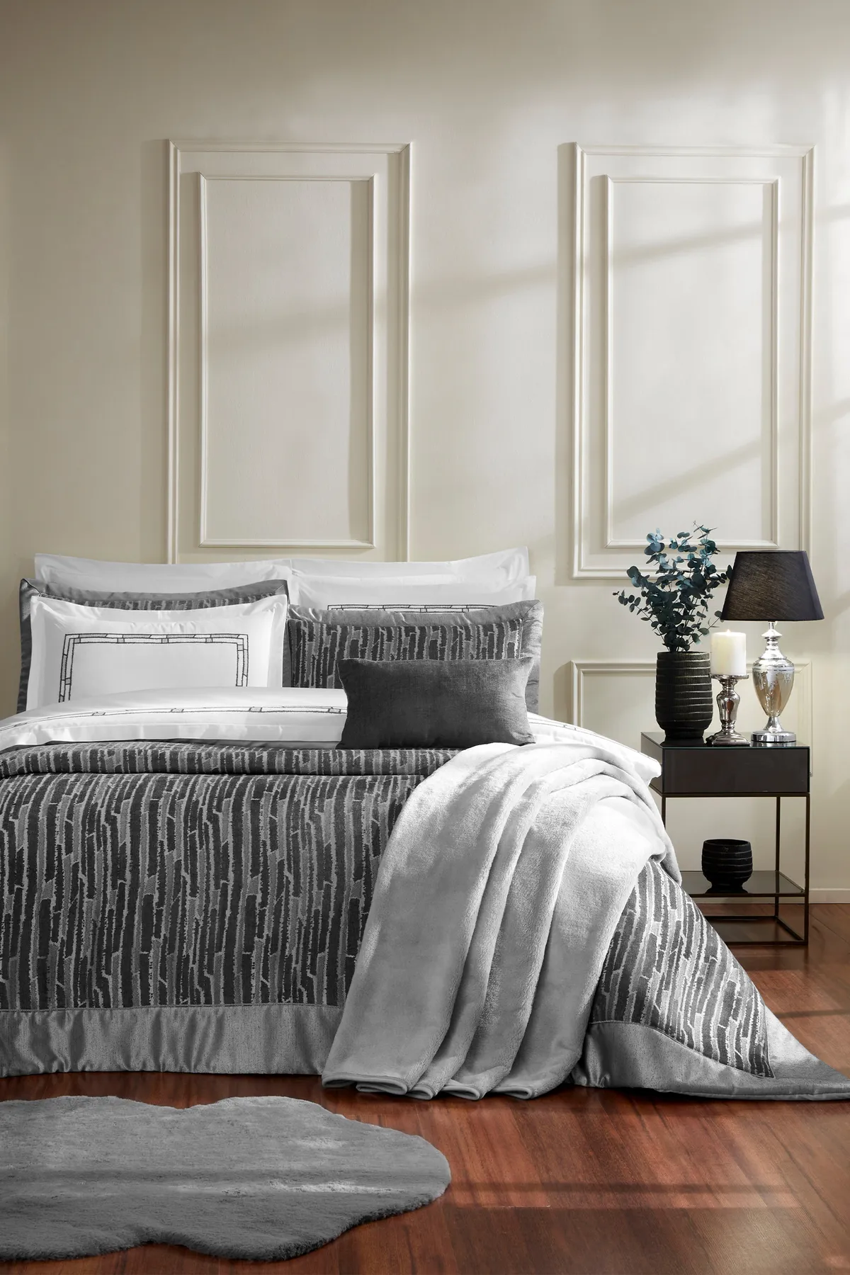 Özdilek Velluto Çift Kişilik 27 Parça Çeyiz Seti - Gri