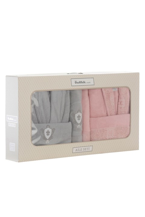 Özdilek Wedding Aile Bornoz Seti - Gri Pudra