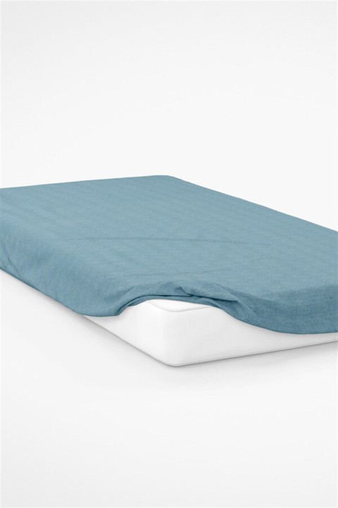 Parıltı Home Battal Boy Düz Lastikli Çarşaf Takımı - Mavi