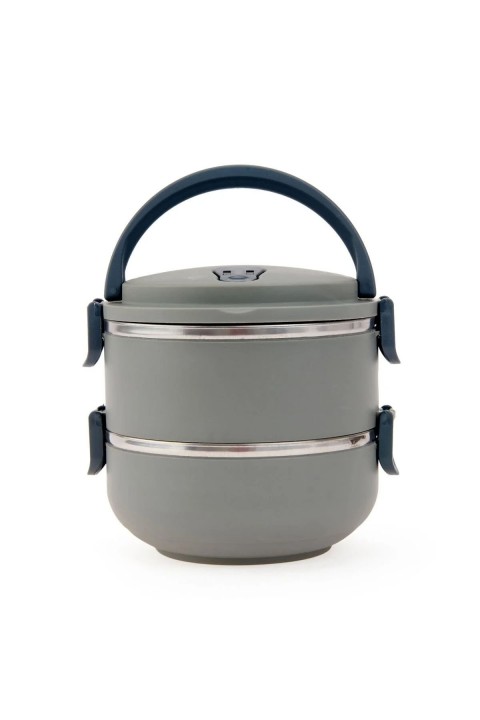 Penguen 2 Katlı Yemek Sefer Tası - Gri