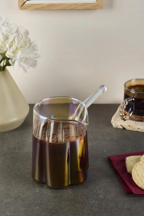 Perotti 16449 Felicita Düz Çizgi Luster Borosilikat Cam Cezve