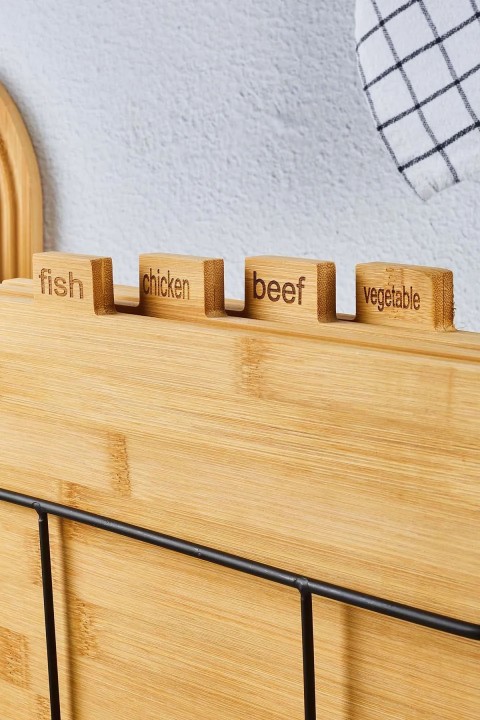 Perotti 16667 Rino 4'lü Metal Standlı Bambu Kesme Tahtası Seti 