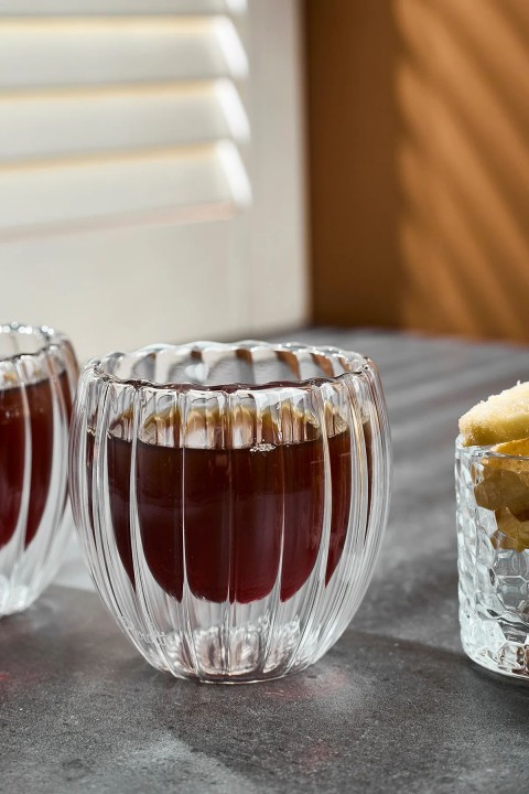 Perotti 17325 2'li Çift Cidarlı Espresso Cup 80 Ml - Füme