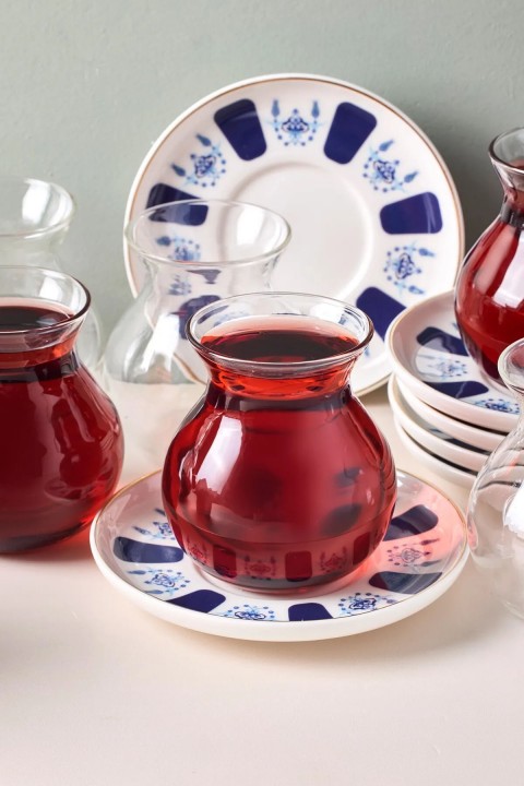 Perotti 17902 Laleli 12 Parça 6 Kişilik Cam Çay Seti