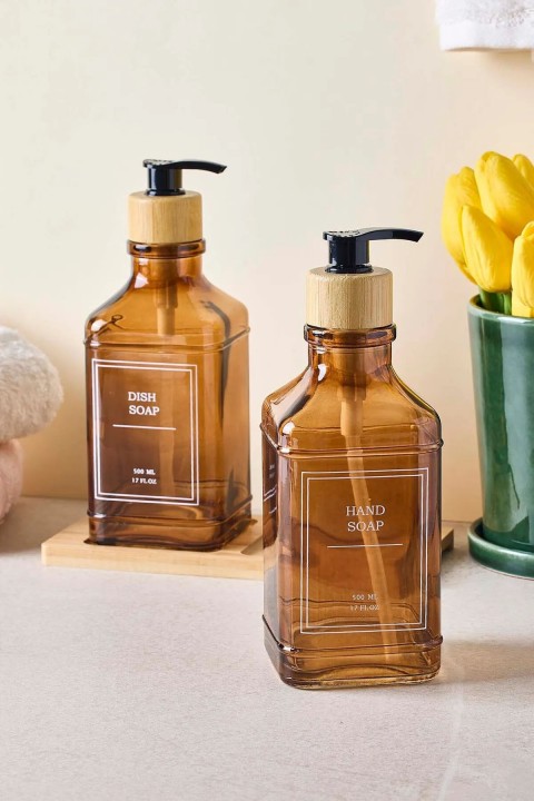 Perotti 18048 Rogan 2'li Tepsili Sıvı Sabunluk Seti - Amber 