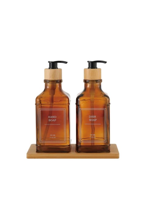Perotti 18048 Rogan 2'li Tepsili Sıvı Sabunluk Seti - Amber 