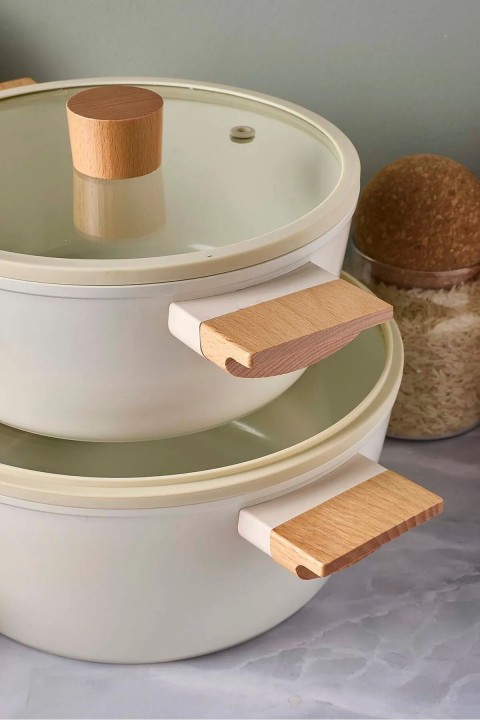 Perotti 18081 CookWood 9 Parça Tencere Tava Seti - Bej