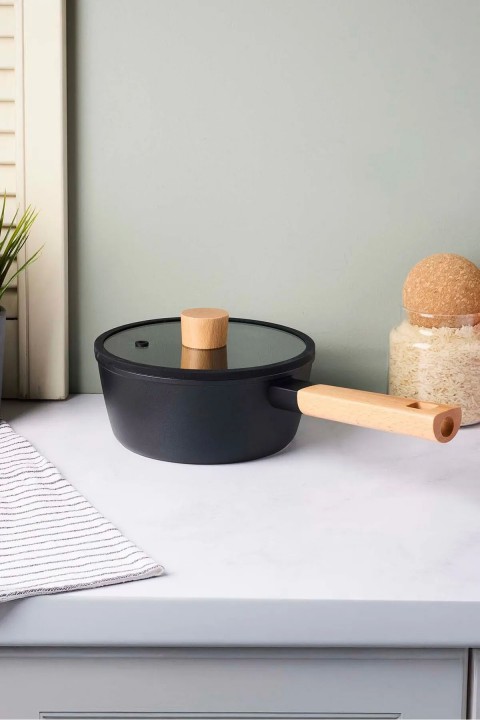 Perotti 18094 CookWood Ahşap Saplı Tencere 18 Cm - Siyah