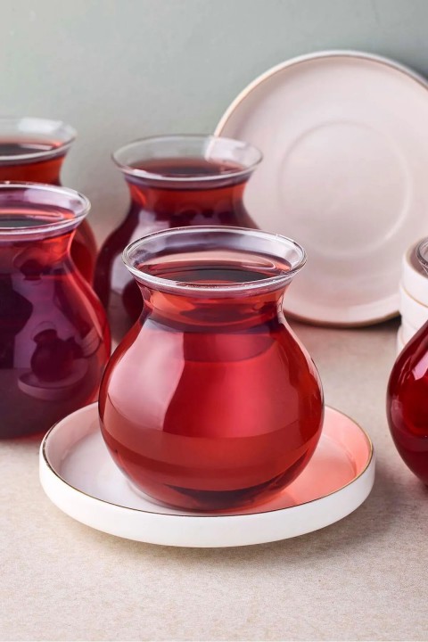 Perotti 18109 Kanlıca 12 Parça 6 Kişilik Cam Çay Seti 210 Ml - Gold 