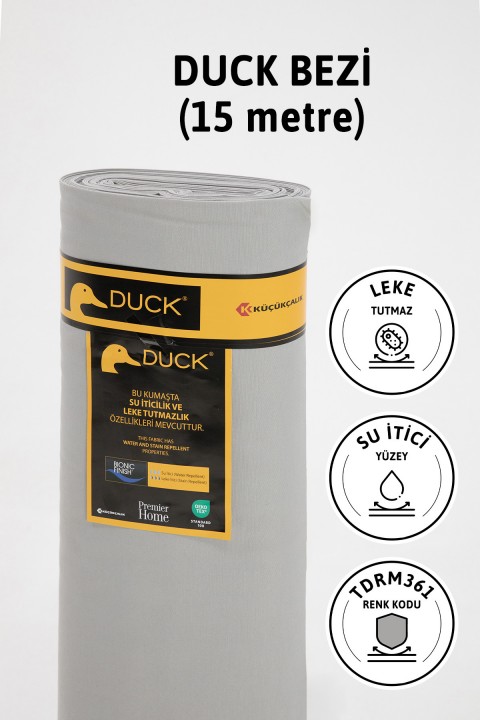Premier Metrelik Duck Keten Kumaş Su İtici Bez 15 Metre TDRM361 - Gri