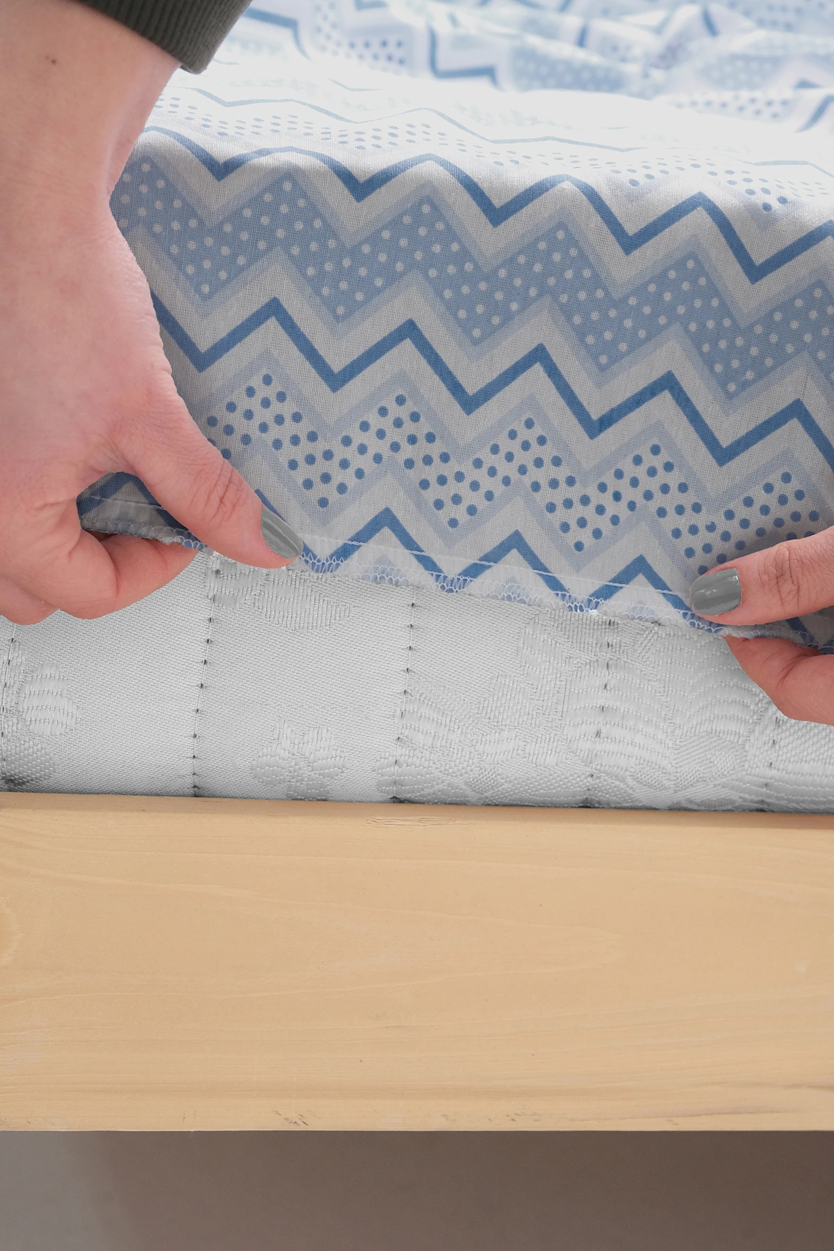 Star Lastikli Çarşaflı Pamuklu Tek Kişilik Nevresim - İndigo