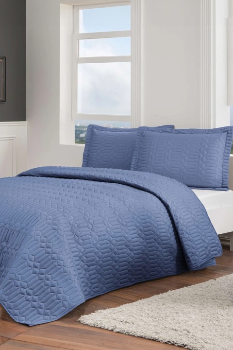 Taç Parley Çift Kişilik Yatak Örtüsü Seti - Lacivert