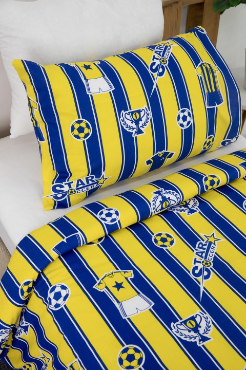 Taraftar Pamuklu Ranforce Tek Kişilik Nevresim Seti - Sarı - Lacivert