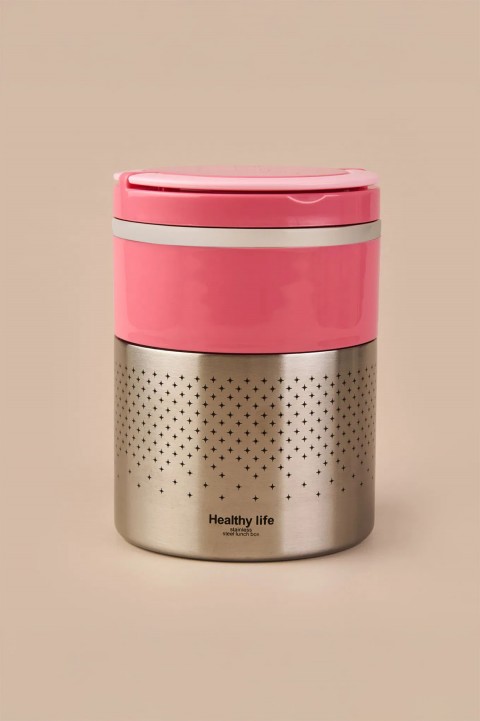 Tohana 2 Katlı Çelik Yemek Termosu 1,5 Lt - Pembe