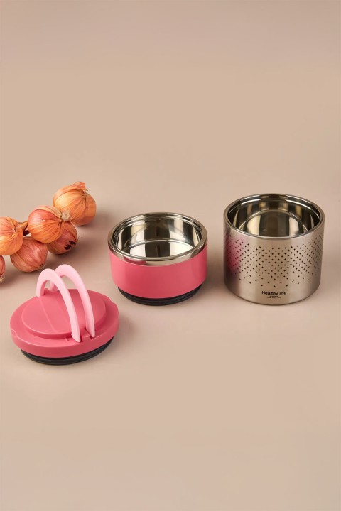 Tohana 2 Katlı Çelik Yemek Termosu 1,5 Lt - Pembe