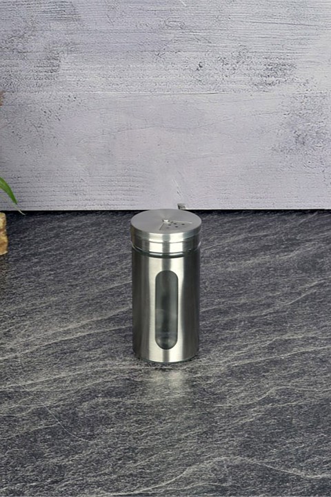 Tohana Metal Kaplı Cam Baharatlık 11 Cm - İnox