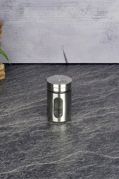 Tohana Metal Kaplı Cam Baharatlık 8 Cm - İnox