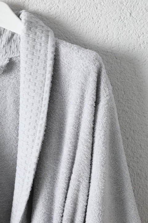 Tuwa Unisex Pamuklu XL Beden Tekli Bornoz Seti - Gri