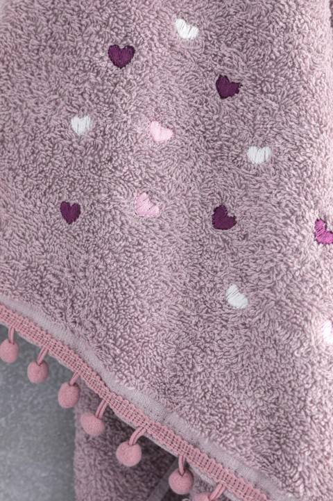 Yoncagül Ponponlu 2li El Yüz Havlusu 50x90 - Lila