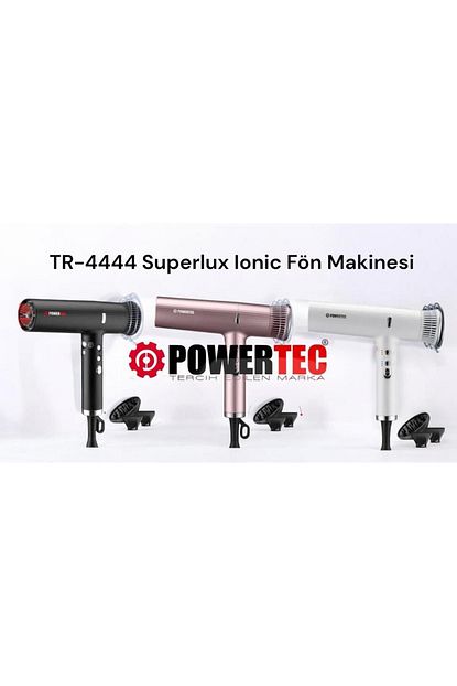 Powertec TR-4444 B Süperlux Ionic Fön Makinası - Siyah Powertec TR-4444 B Süperlux Ionic Fön Makinası - Siyah