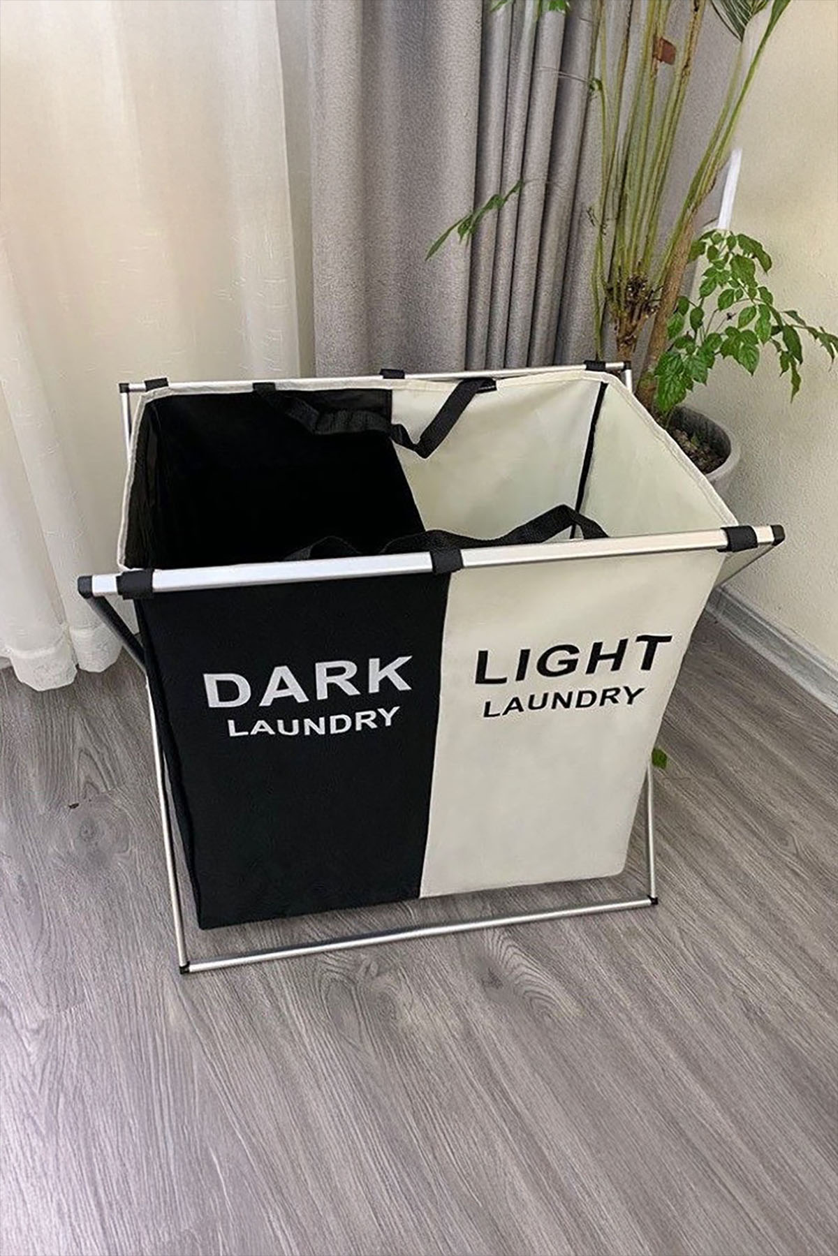 Tutku Katlanır Demonte Bez 2 Bölmeli Kirli Sepeti