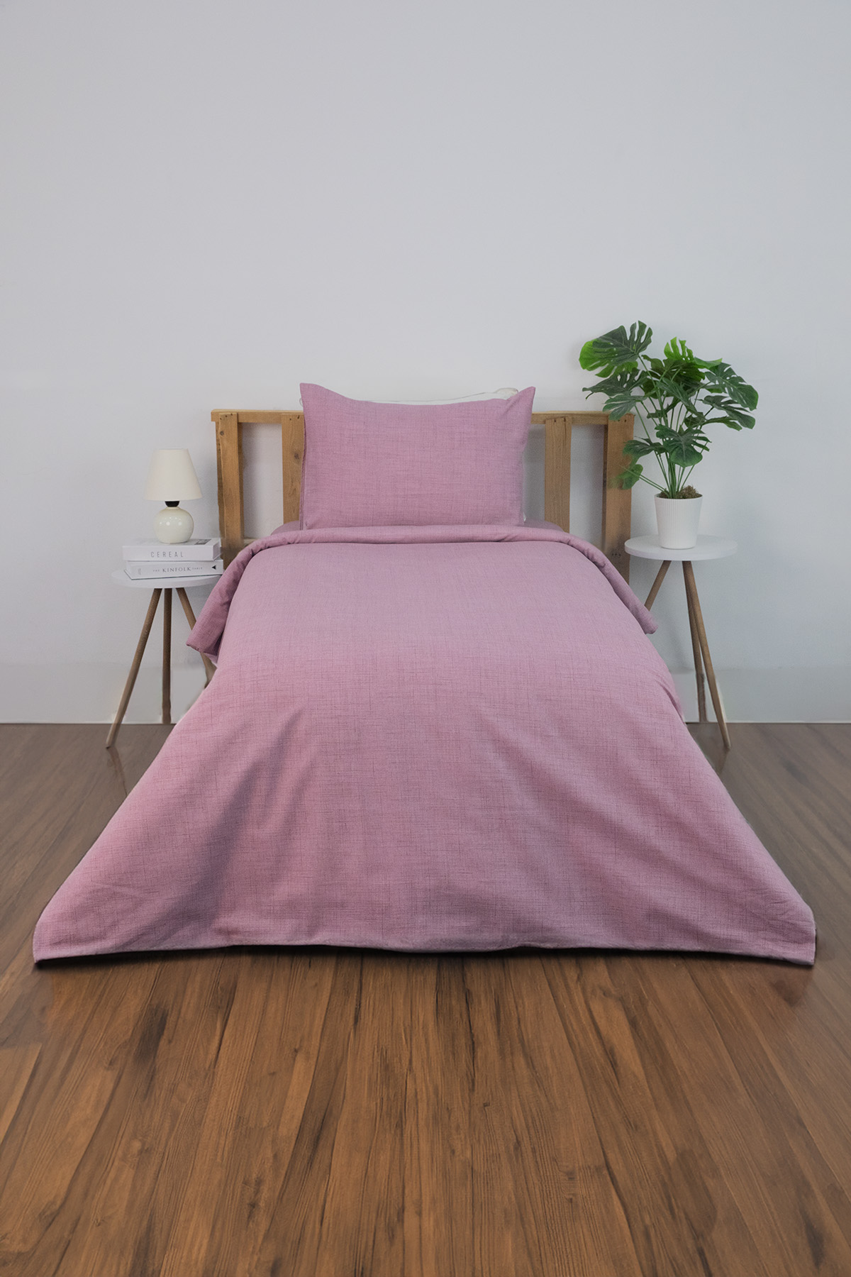 Vega Pamuklu Ranforce Lastikli Çarşaflı Tek Kişilik Nevresim Takımı - Mor
