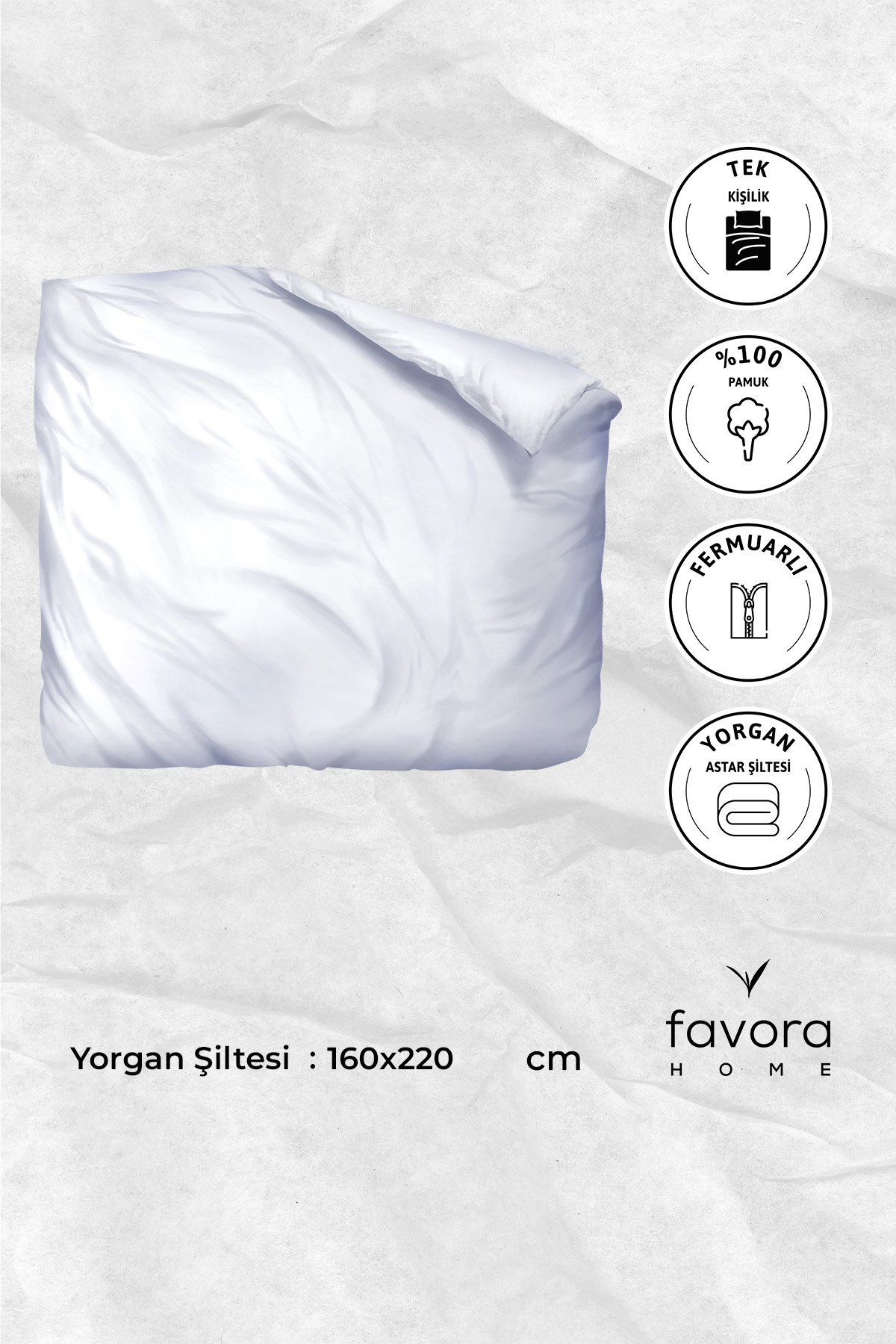 Yorgan Astar Şiltesi %100 Pamuk Tek Kişilik Fermuarlı Yorgan İç Kılıfı 160x220 - Beyaz Yorgan Astar Şiltesi %100 Pamuk Tek Kişilik Fermuarlı Yorgan İç Kılıfı 160x220 - Beyaz